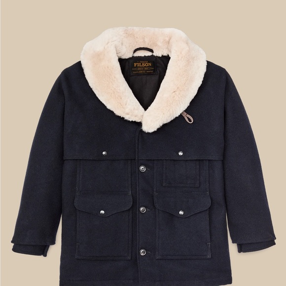 Filson LINED MACKINAW WOOL PACKER COAT with shearling collar - Picture 3 of 10